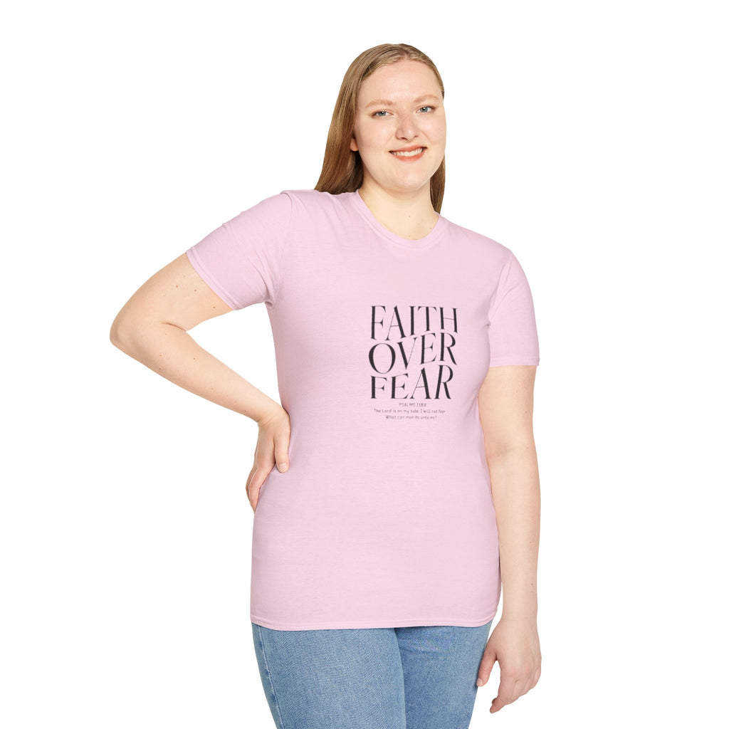 Faith Over Fear Unisex Softstyle T-Shirt | Inspirational Tee, Casual Wear, Gift for Friends, Positive Vibes, Everyday Comfort