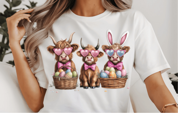 Easter Highland Cow Trio T-Shirt