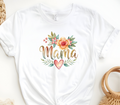 Mom Inspired T-Shirt featuring “Colorful flowers and the message Mama”
