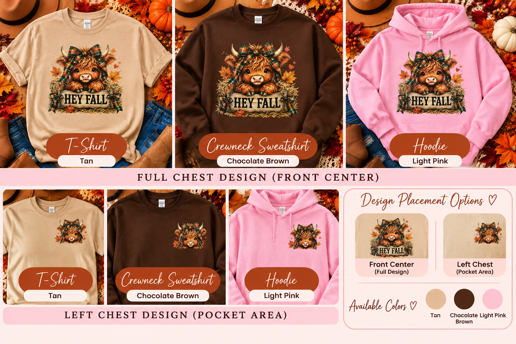 🍂 Highland Cow | Cozy Autumn Collection | Choose Your Apparel