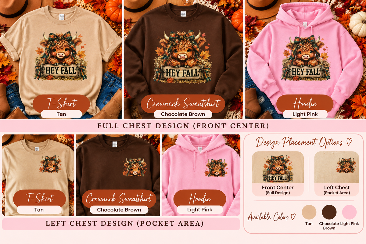 🍂 Highland Cow | Cozy Autumn Collection | Choose Your Apparel