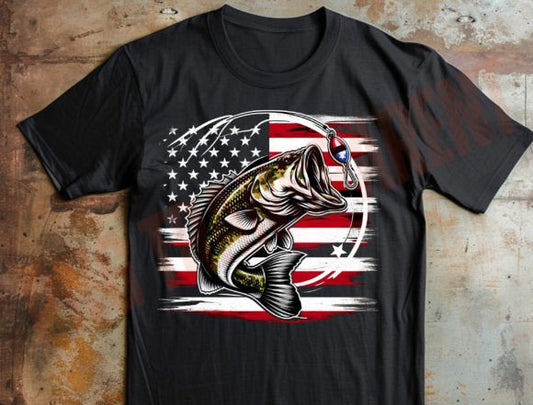 Men’s American Flag and Bass Fishing T-shirt