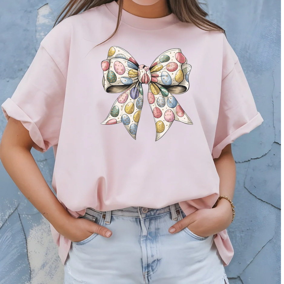 Easter Egg Coquette Bow T-Shirt