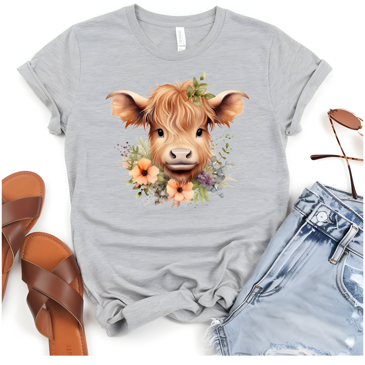 Highland Cow Floral Women’s T-Shirt