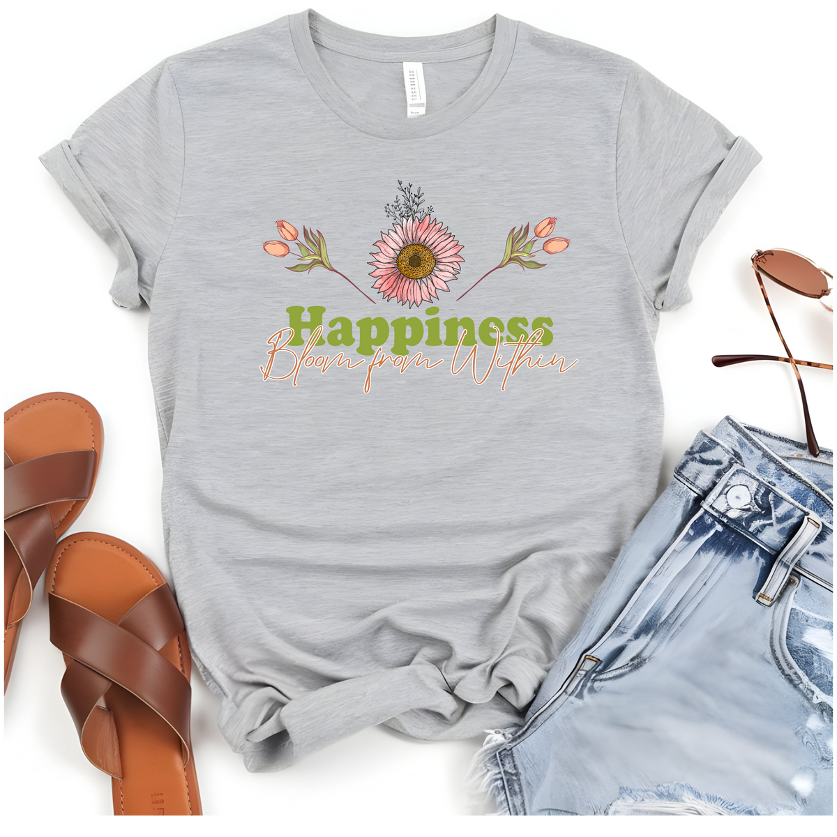 Happiness Blooms From Within Floral T-Shirt