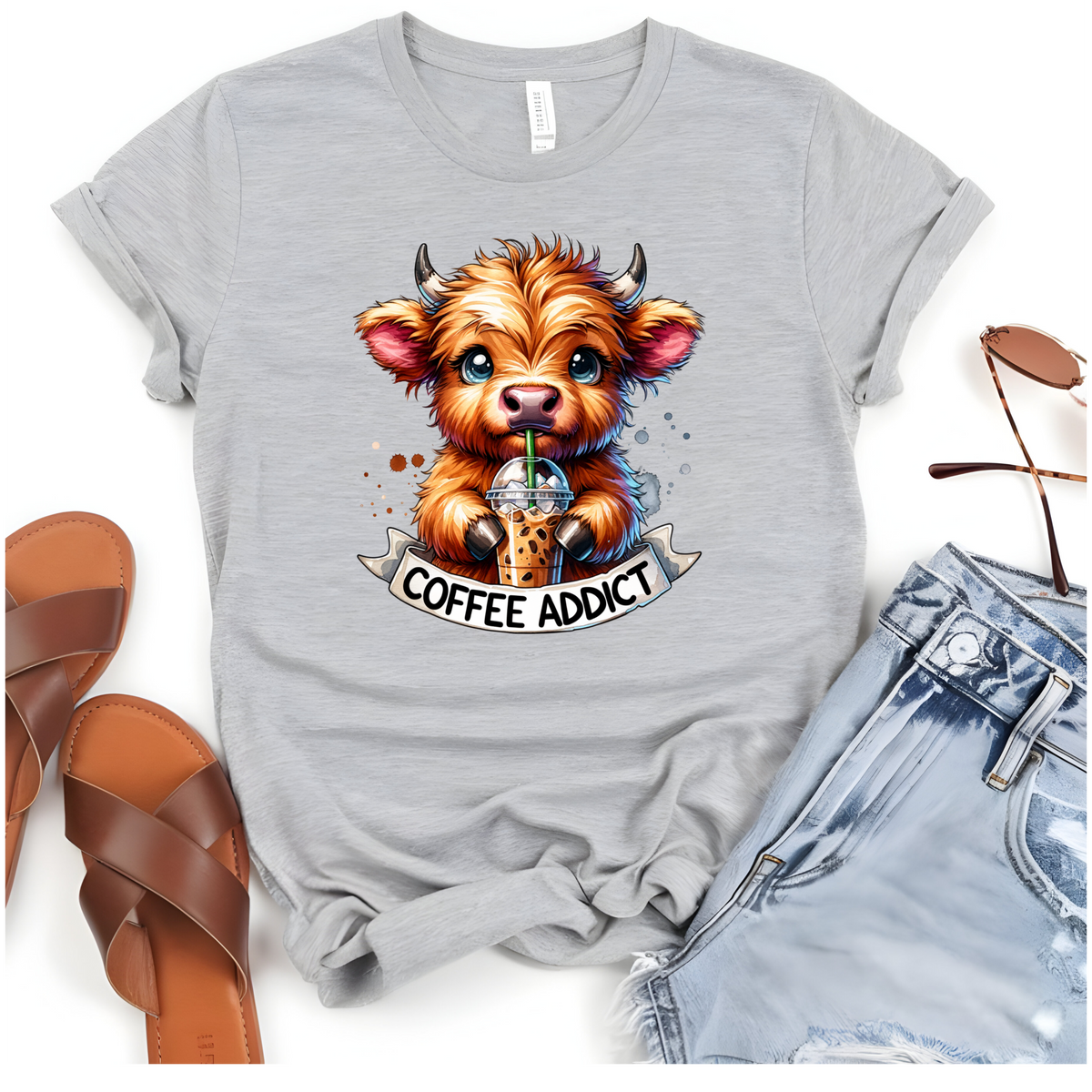 Highland Cow Coffee Addict T-Shirt