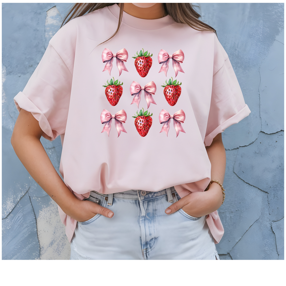 Pink Coquette Bows and Strawberries Woman’s T-Shirt
