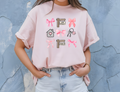 Realtor Inspired Woman’s T-Shirt with Pink Coquette Bows, For-sale and Keys design
