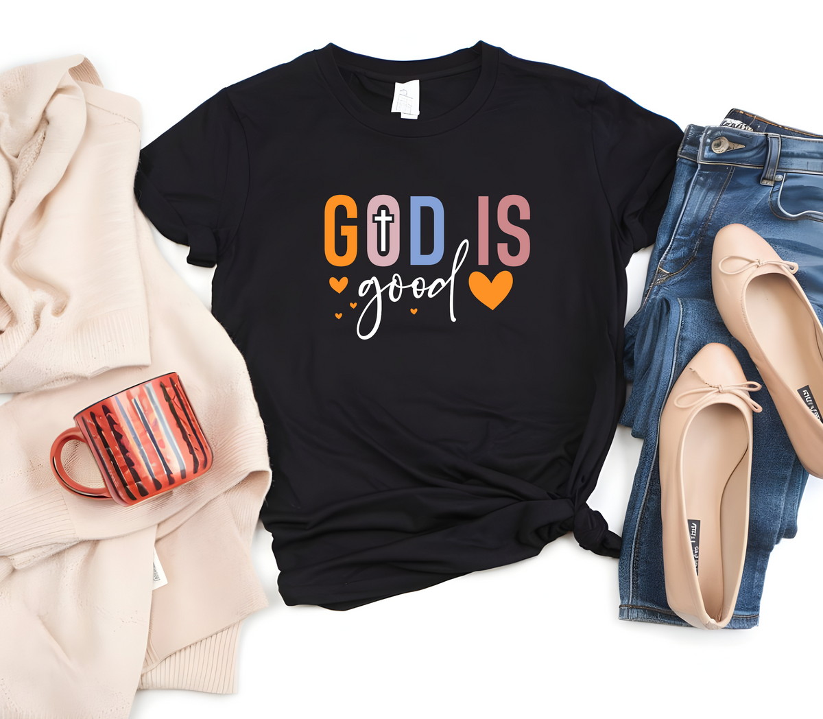 Faith Based Woman’s T-Shirt Featuring The Message “God Is Good”