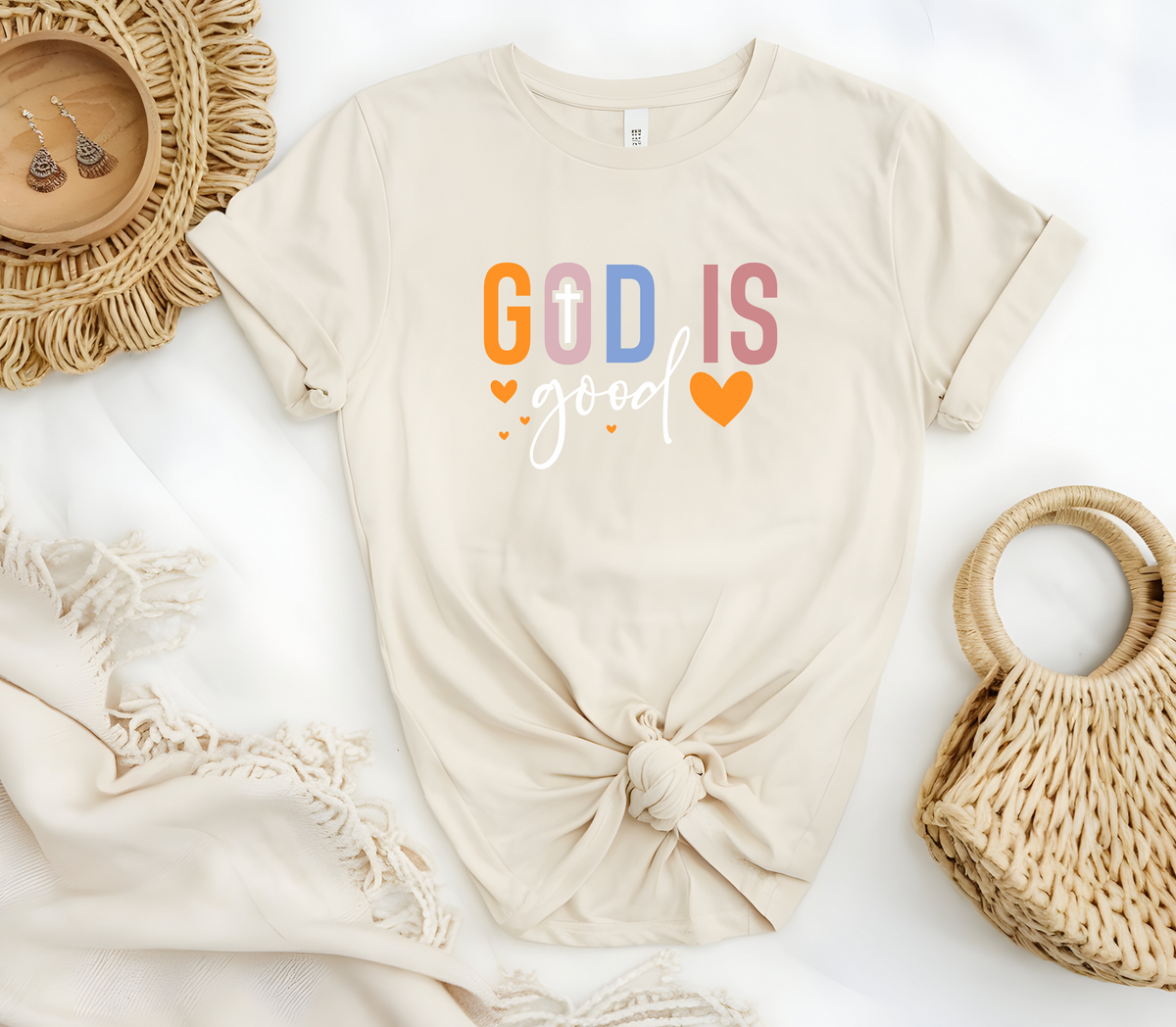 Faith Based Woman’s T-Shirt Featuring The Message “God Is Good”