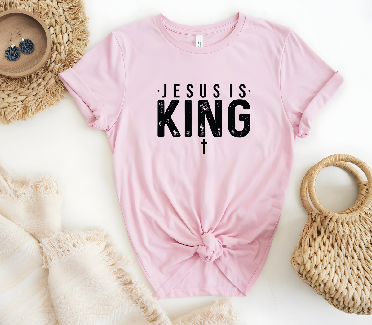 Faith Based Woman’s T-Shirt with the message ”Jesus Is King”