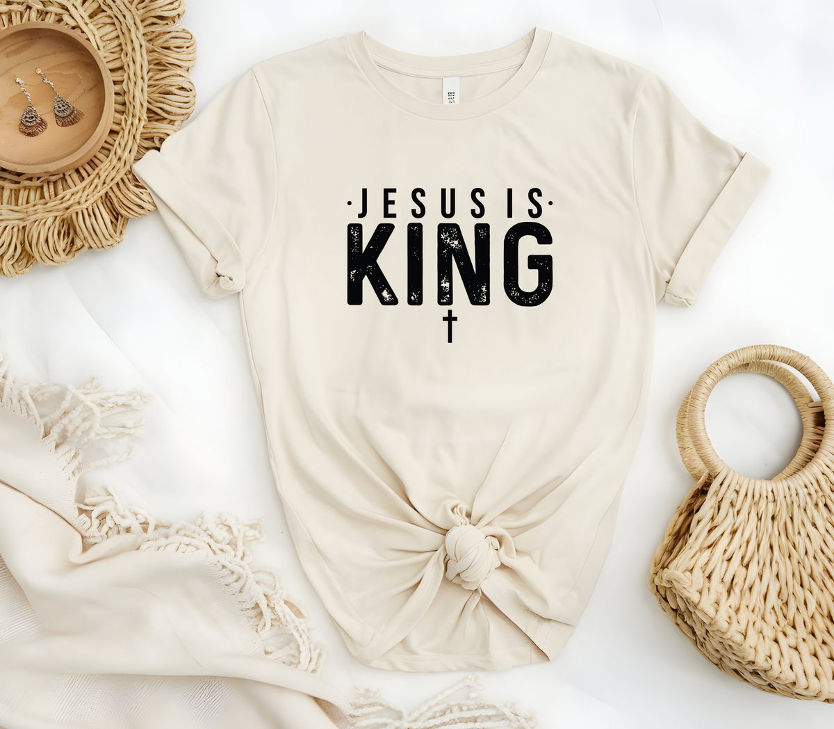 Faith Based Woman’s T-Shirt with the message ”Jesus Is King”