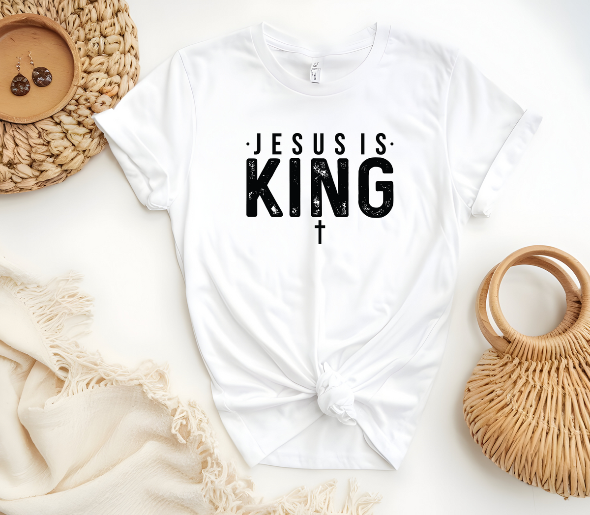 Faith Based Woman’s T-Shirt with the message ”Jesus Is King”