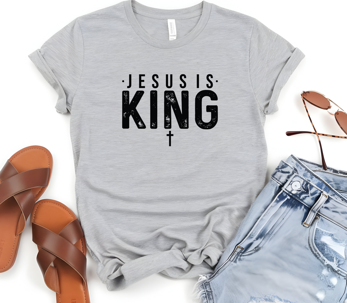 Faith Based Woman’s T-Shirt with the message ”Jesus Is King”