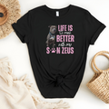 Custom His & Hers T-Shirts, featuring the message “ Life is so much better with my son Zeus” with a picture of the beloved dog Zeus.
