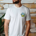 Men's soft style 100% Cotten T-shirt! Featuring a custom pocket size watercolor pet design.