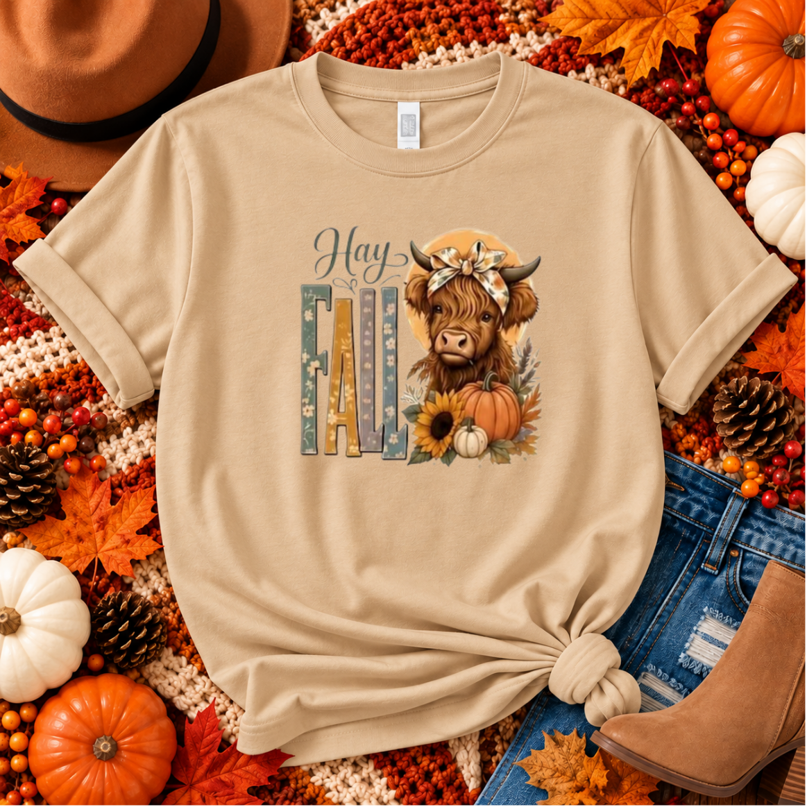 🍂 Hay Fall Highland Cow | Choose Your Apparel