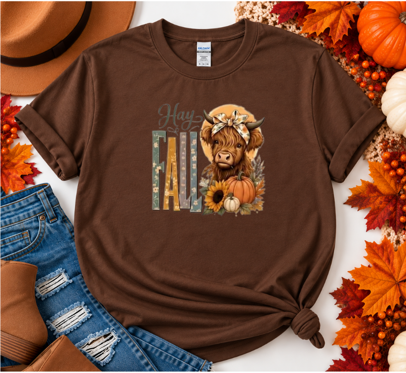 🍂 Hay Fall Highland Cow | Choose Your Apparel