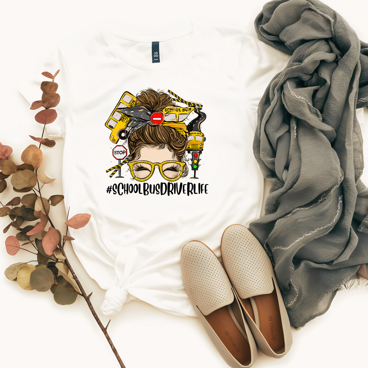 School Bus Driver Life Light Brown Hair T-Shirt