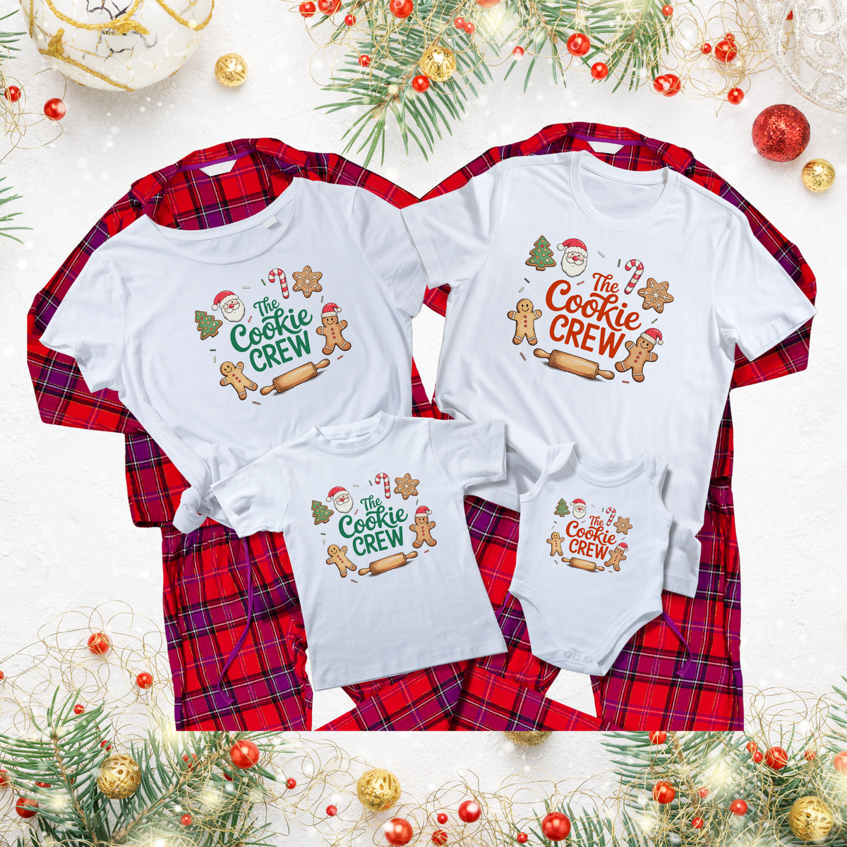 Deck the halls in delicious style with this whimsical Cookie Crew tee!